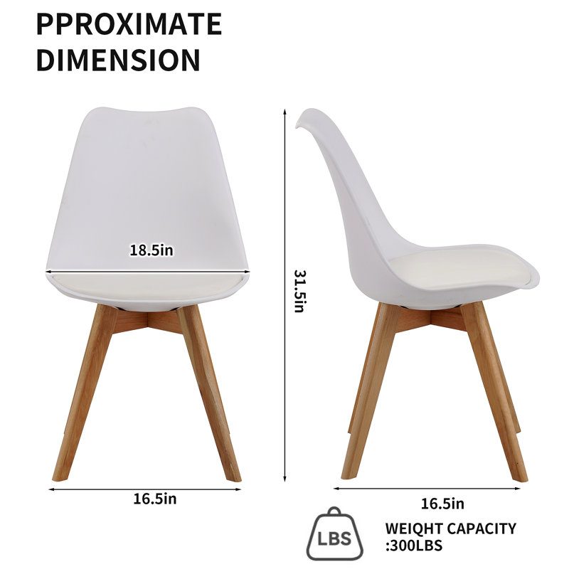 Set Of Four Dining Chairs, Medieval Modern Style Dining Chairs For Kitchen And Dining Room, With Wooden Legs, White