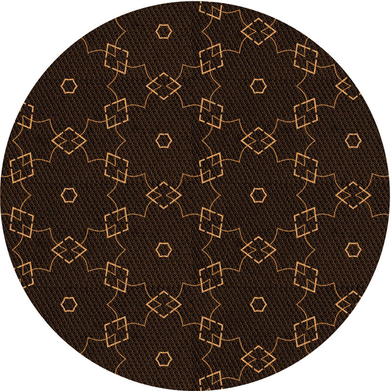 Tapis tissé à la machine en orange, Rond 7 pi