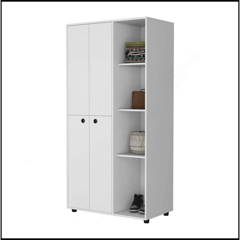 Armoire Bethel avec 1 tiroir, armoires de rangement et tringles suspendues
