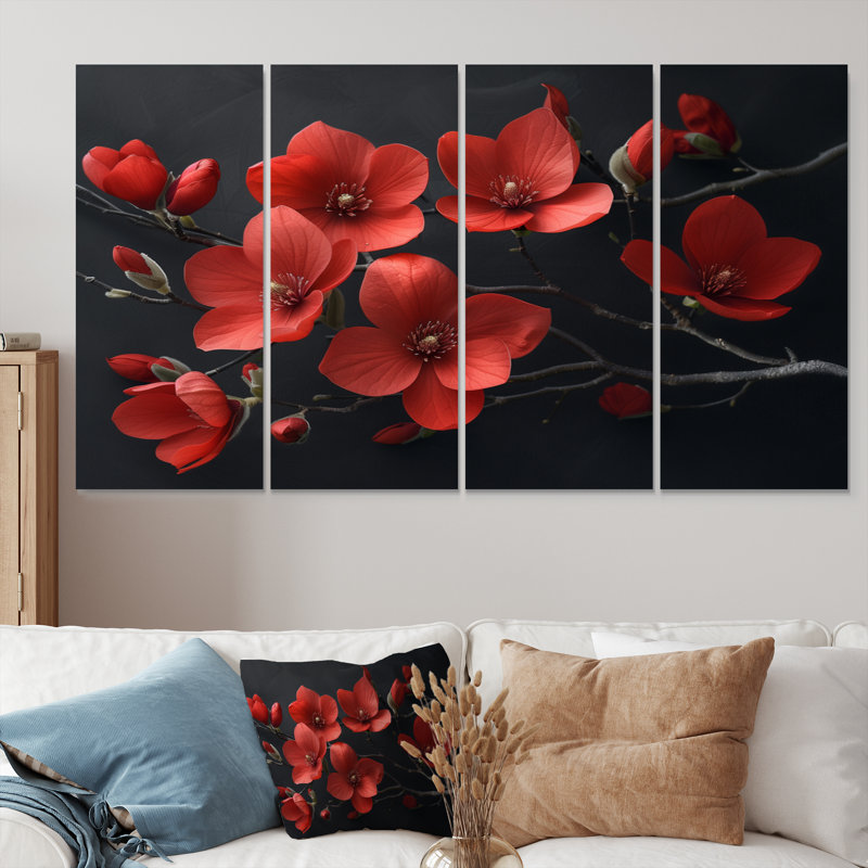 Ritzman - Magnolias, ensemble d'art sur toile, H 32 po x l 64 po