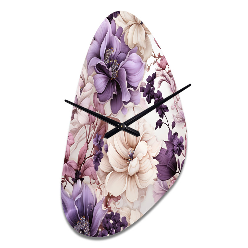 Motif victorien éthéré floral délice - horloge murale de forme irrégulière en métal, horloge murale chalet asymétrique