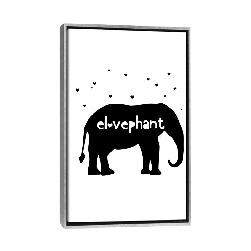 Éléphant, art sur toile, H 60 po x l 40po x P 1,5 po, Toile avec cadre argenté