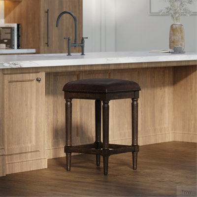 27"H Square Counter Stool, Distressed Walnut, 1PC