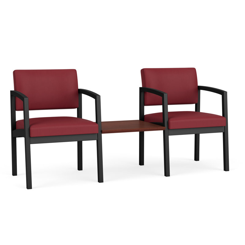 Structure tandem 2 places avec table centrale en acier Lenox, Noir / cerise Canyon, Cerise Canyon