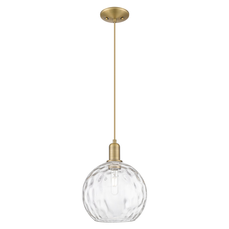 Mini-luminaire suspendu 1 lumière Arcadia, Laiton brossé, H 8,75 po x l 10 po x P 10 po