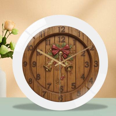 Clock-With-Christmas-Decor Art - 12‘’ Modern Glass Wall Clock