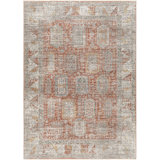 Everly Oriental Machine Made Power Loomed Polyester Area Rug in Red