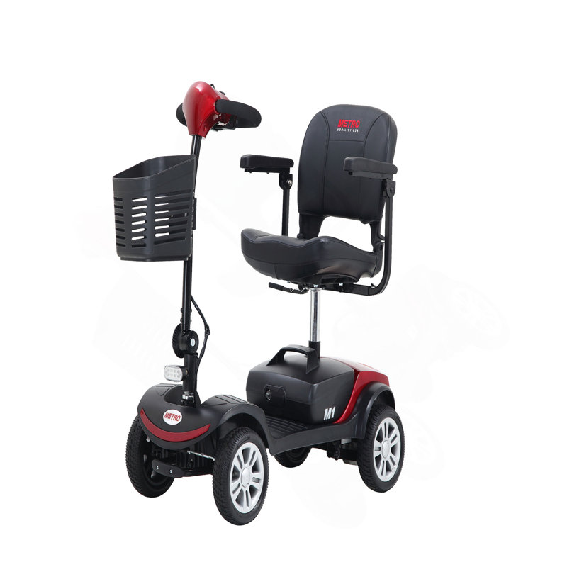 Four Wheels Compact Travel Mobility Scooter With 300W Motor For Adult-300Lbs, Red