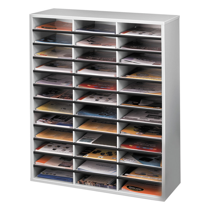 Gray and White 36-Shelf Literature Organizer
