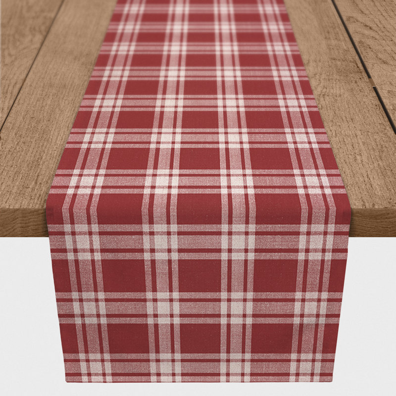 Chemin de table Koziol, 90 po x 16 po, Plaid, Rouge