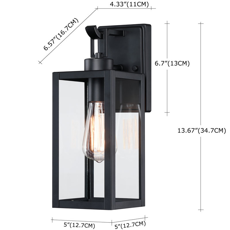 Schock Matte Black Outdoor Wall Lantern, 34.7cm H x 12.7cm W x 16.7cm D