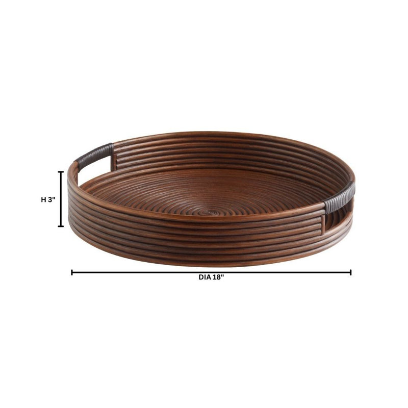 Papeete Rattan Decorative Tray, 3" H x 18" W x 18" D