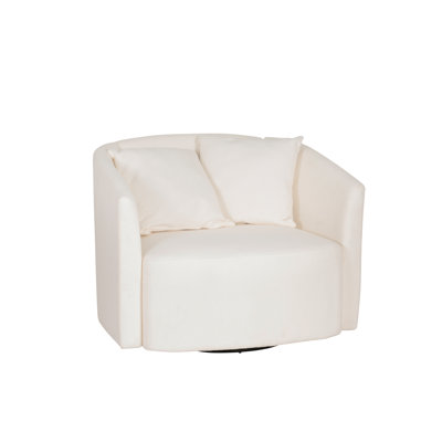 Rory White Sherpa Swivel Accent Chair