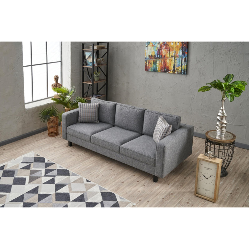 Canapé rembourré Breaanna, Mélange de polyester gris