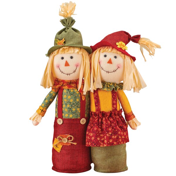 The Holiday Aisle® Adorable Seasonal Scarecrow Couple Tabletop Figurine 