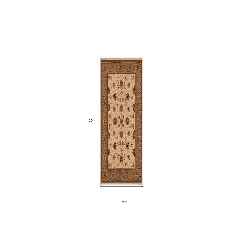 Tapis oriental crème Valerie, Tapis de couloir 2 pi x 10 pi