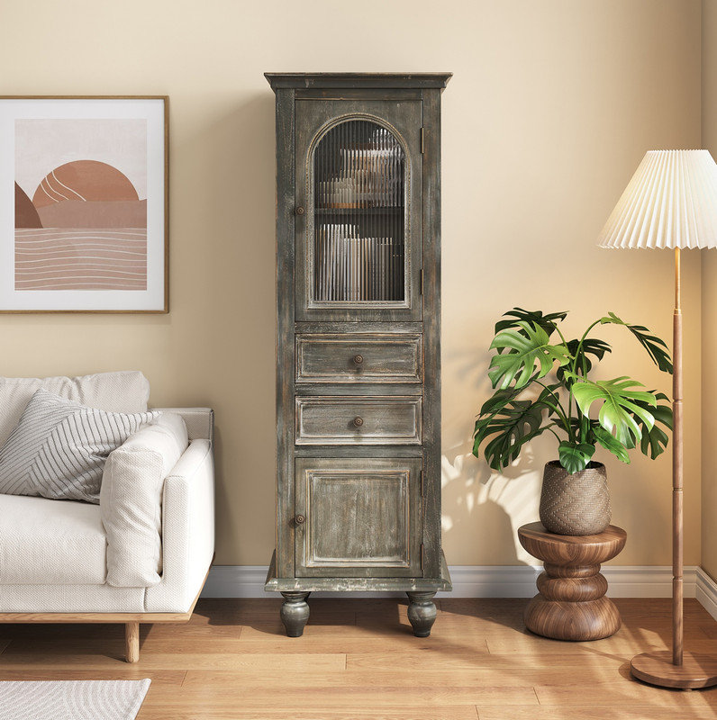 Armoire de rangement étroite Black & Gray Farmhouse, Noir/gris