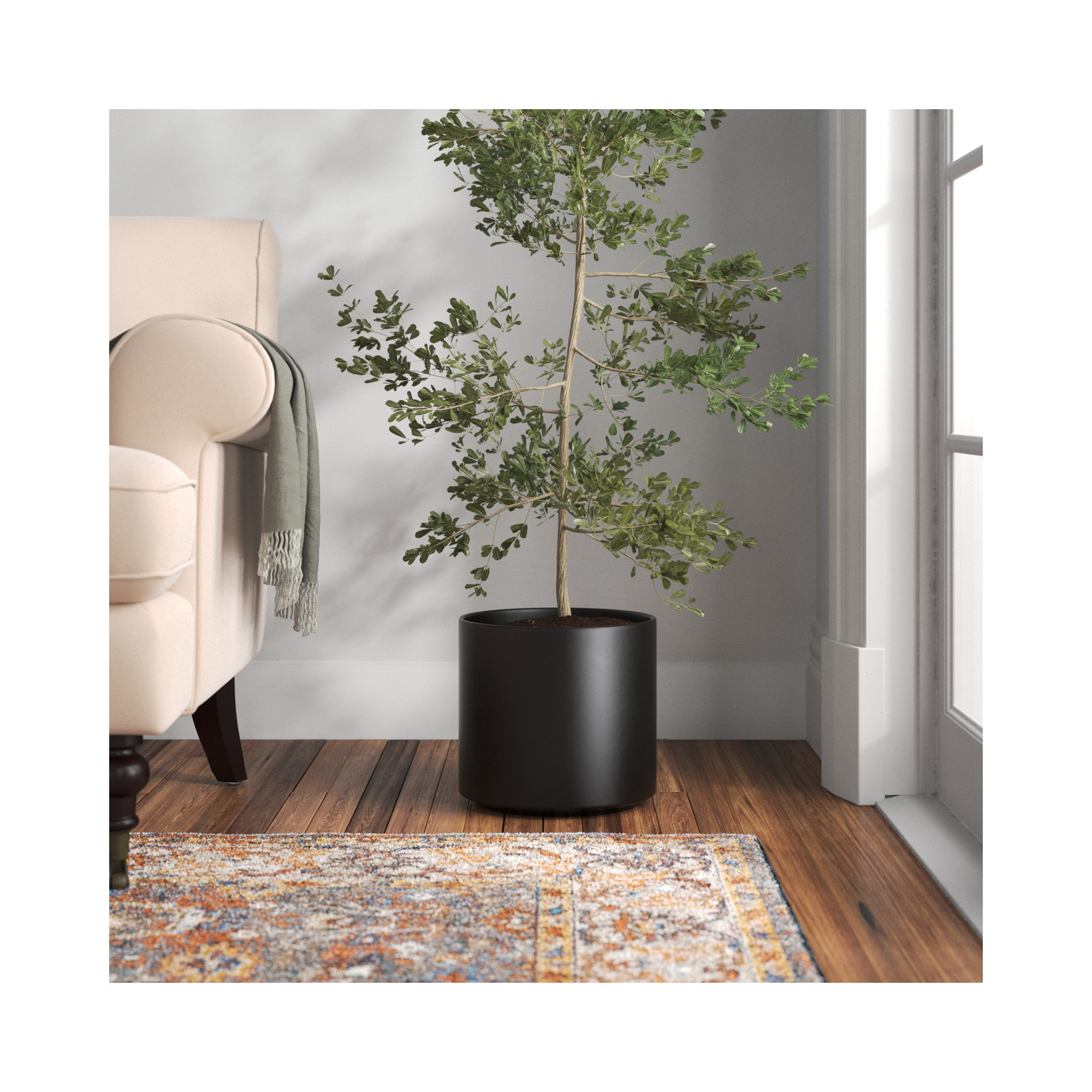 Keyes Handmade Ceramic Pot Planter, Black, 12" H x 13" W x 13" D