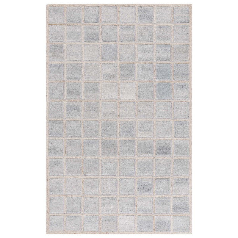 Pierre 102 Hand Tufted Pet/Cotton Geometric Indoor Use Only Rug in Beige/Gray, Rectangle 3' x 5'