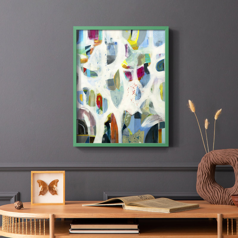 Interaction Framed Print - Solid Wood, Green, 10" H x 8" W