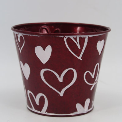 Hearts On Light Metal Planter