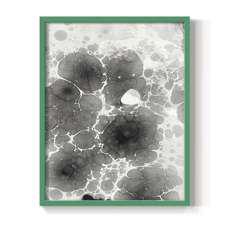 Marbré I, reproduction encadrée - bois massif, H 21 po x l 17 po, Vert