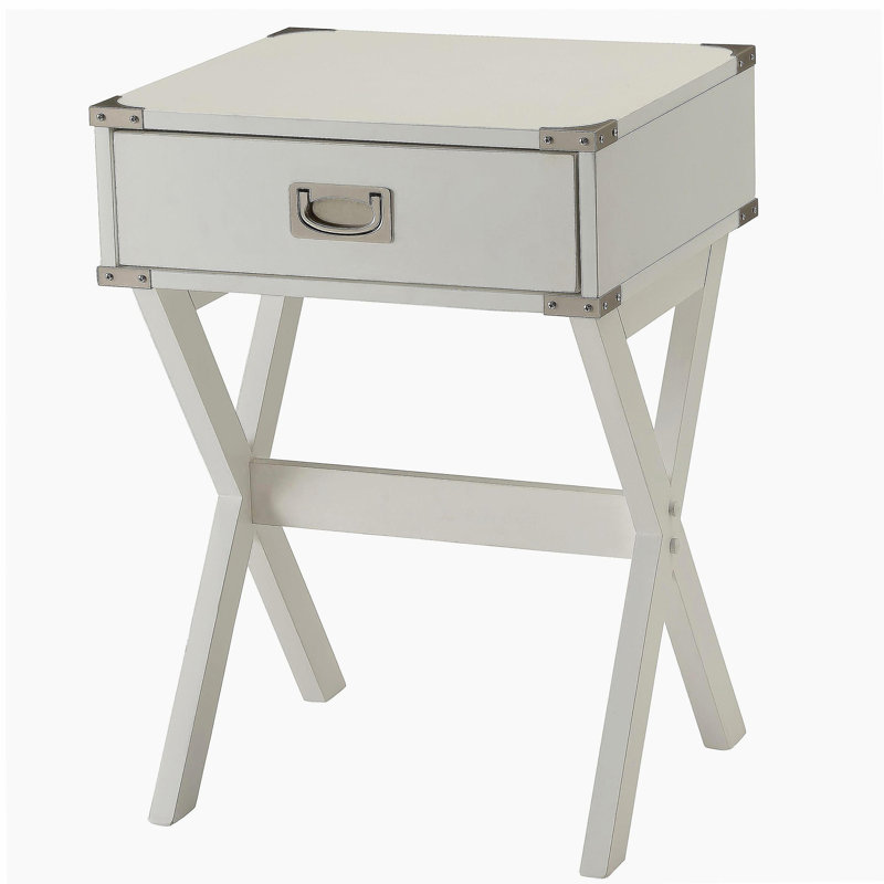 White 1-drawer End Table