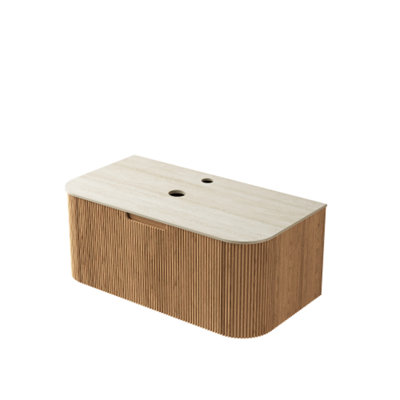Armoire murale 36 po, avec comptoir en travertin romain et 1 tiroir SEULEMENT, PAS de lavabo, pas de robinet, bois naturel