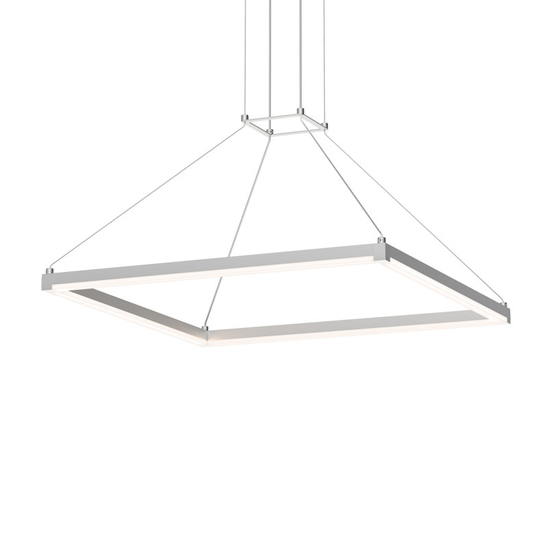 Bright Satin Aluminum LED Square Pendant Light