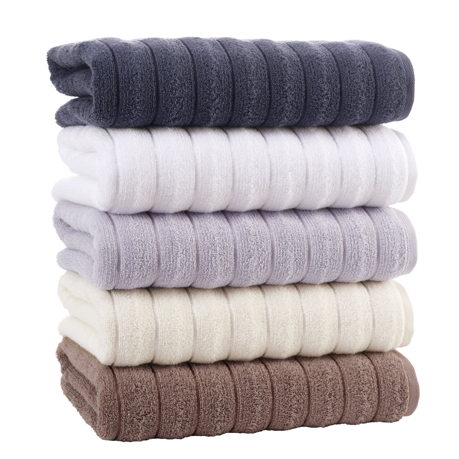 Rachel Turkish Cotton Midweight Ribbed Bath Towel, Anthracite