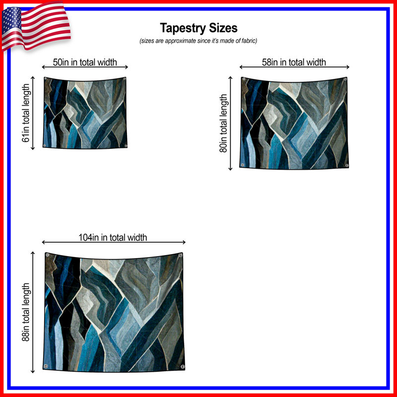 Tapisserie murale abstraite - art mural, H 68 po x l 80 po avec 4 œillets