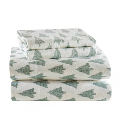 4-Piece Queen 100% Cotton Printed Sheet Set,Ikat tree