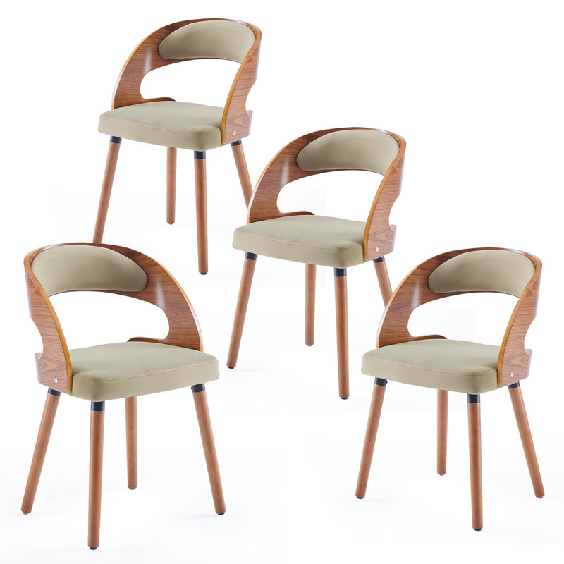 Upholstered Side Chairs with Padded Back, Green
