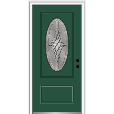 Petite porte d'entrée pré-suspendue ovale en fibre de verre 2 panneaux Grace