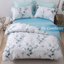 Ensemble de housse de couette 3 pièces Lunaria - 100% coton à longues fibres, imprimé dégradé de feuilles bleu sarcelle, doux et respirant-111460211