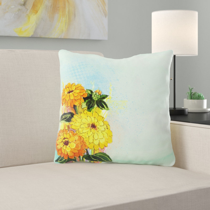 Coussin décoratif fleur Burress, Microsuède, Intérieur