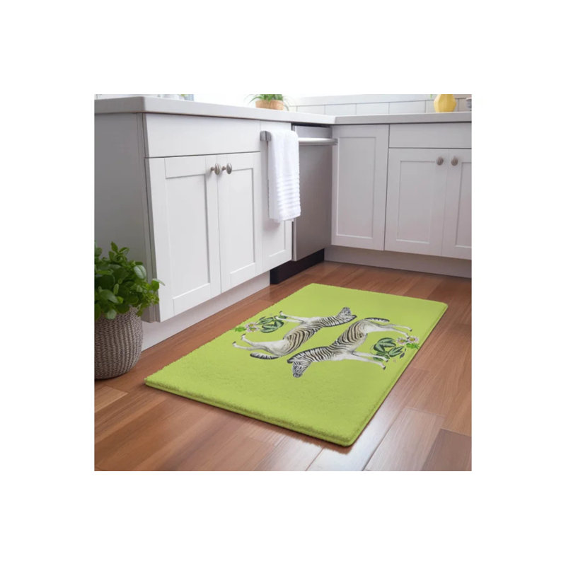 Zebra Seeing Double Microfiber Rectangle Washable Rug, Rectangle 5' x 7', Tang