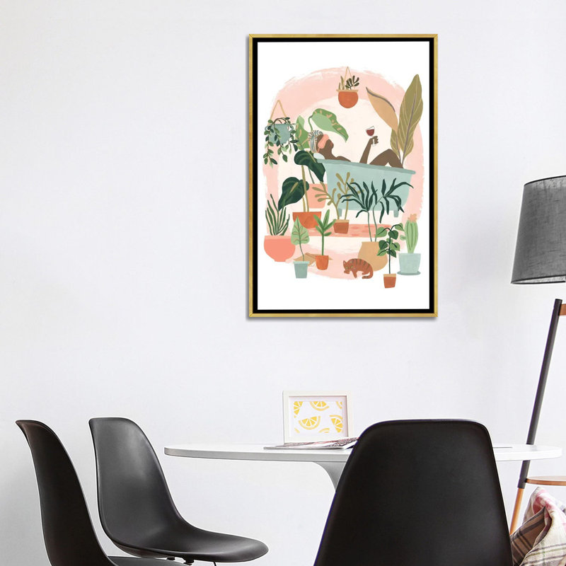 «Llama Latte» par Holly Surant - reproduction d'art, H 26 po x l 18 po x 1,5 po, Toile encadrée flottante blanc vieilli