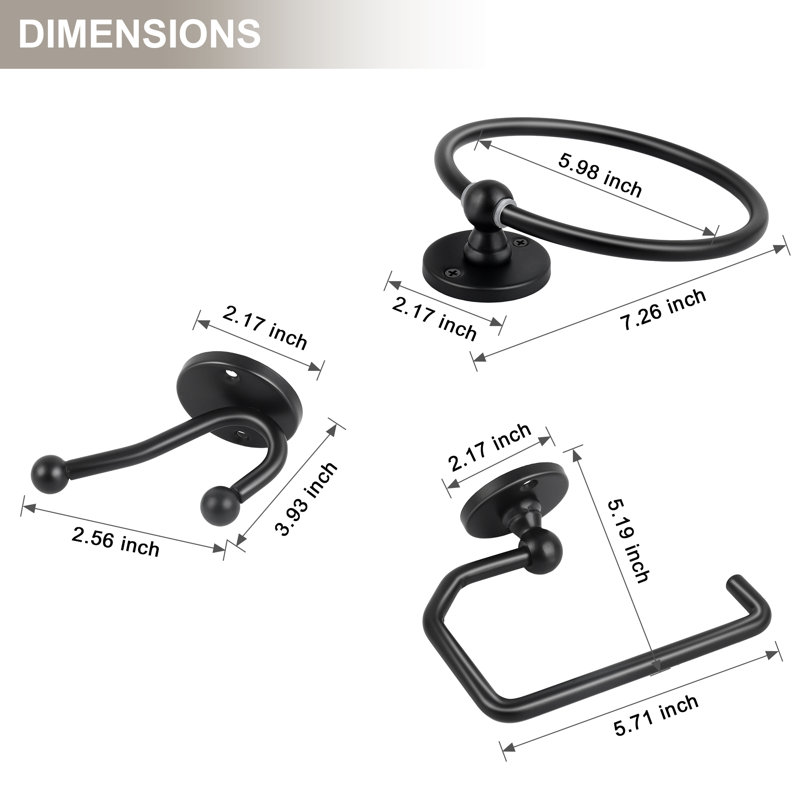 Bathroom Hardware Set, Black