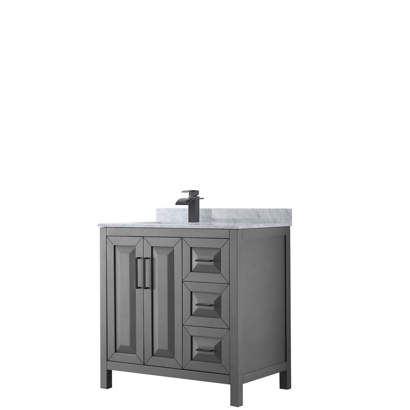 Ensemble de meuble-lavabo simple 36 po Daria, Gris foncé, Noir mat