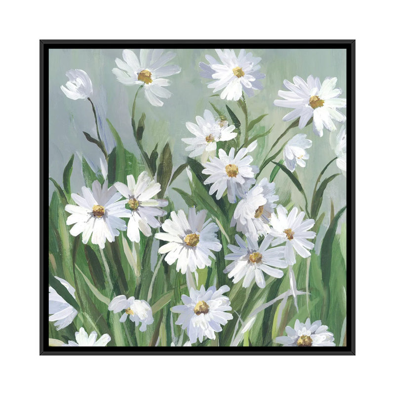 «Daisy Day» par - Toile tendue, H 37 po x l 37 po x P 1,5 po, Toile avec cadre noir