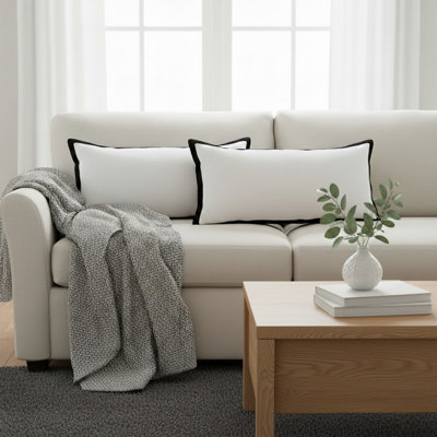 Fablewyn Contemporary Bordered Handmade 100% Cotton Throw Pillow