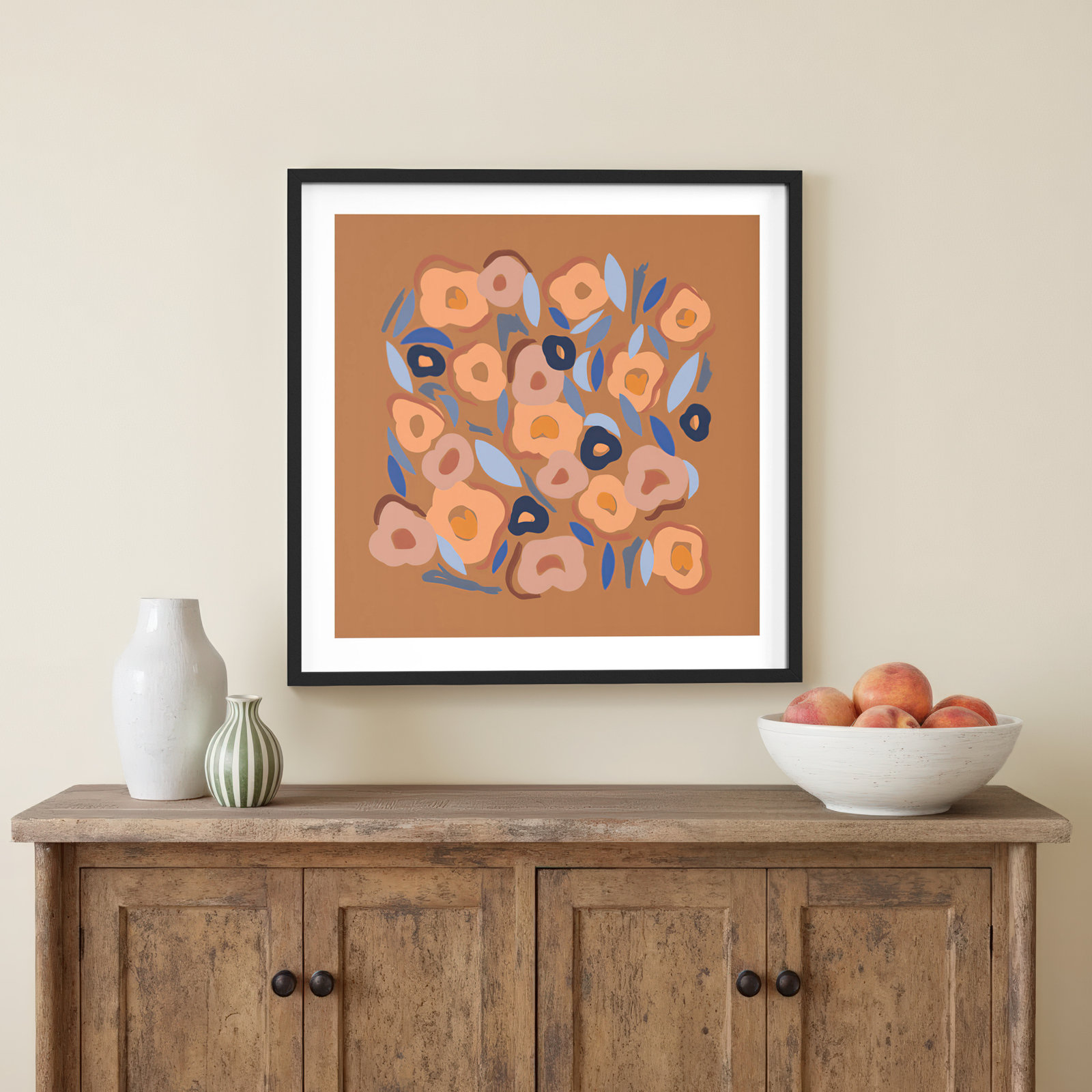 Salem Spring Warm Print, Black, 33" H x 33" W
