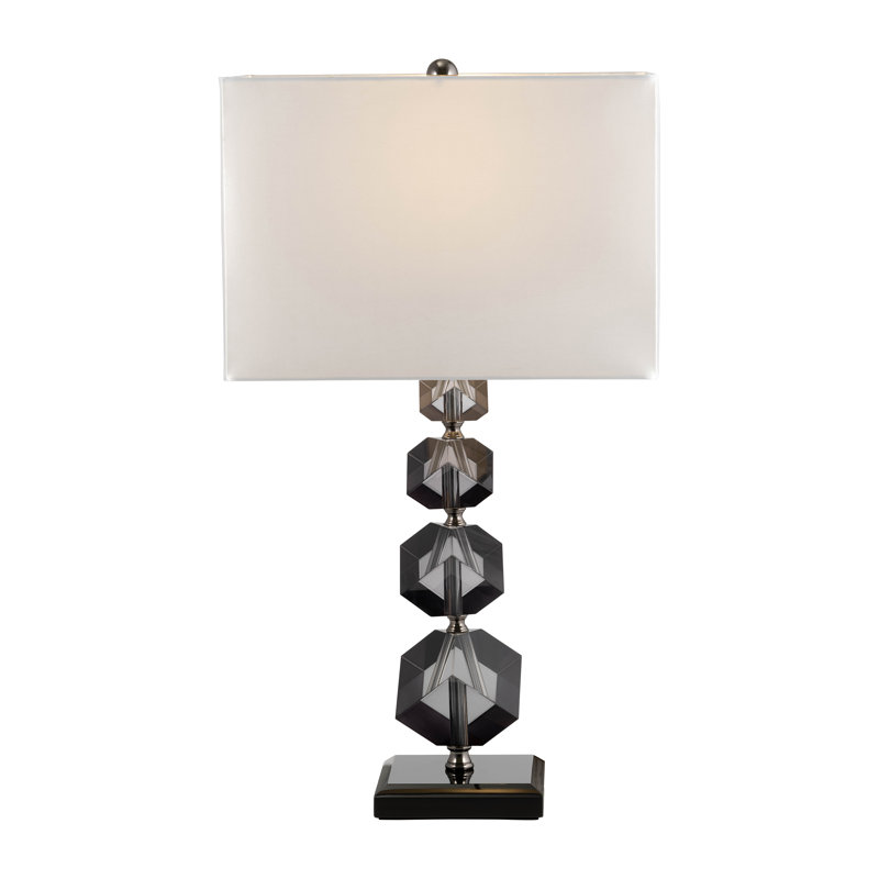 Lampe de table Modern Modern Neutral Crystal, finition noire - 13 po x 8 po x 23 po