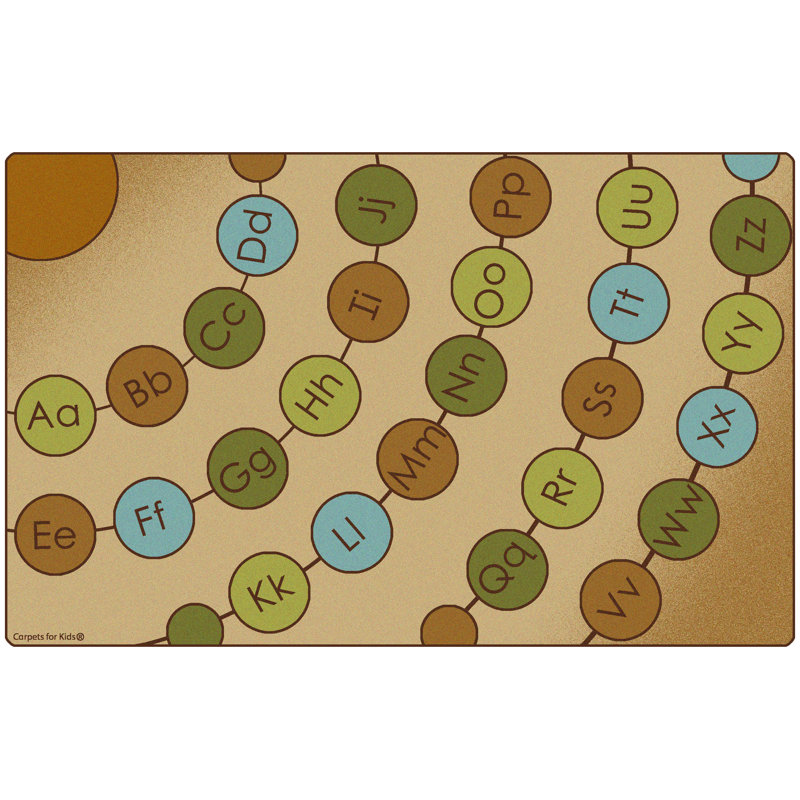 Tapis brun / brun clair / vert touffeté de qualité supérieure Alphabet Seating, Rectangle 8 pi 4 po x 13 pi 4 po