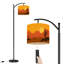Lampe sur pied à arc avec abat-jour réglable La chaleur semble être une lampe sur pied cactus brûlant Western Desert Landscape