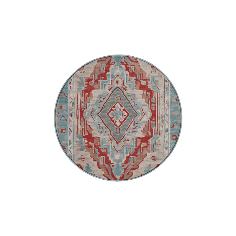 Tapis bleu soyeux et moelleux, Rond 4 pi