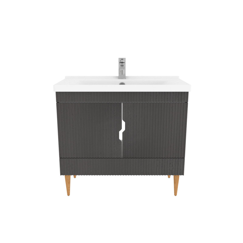 Sahra Single Bathroom Vanity with Ceramic Basin, Anthracite, 100cm