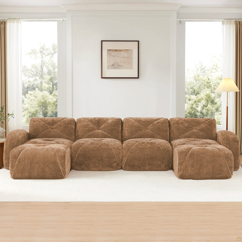 Canapé en U sans os, H 29,9 po x l 140,9 po x P 67,3 po, Chameau
