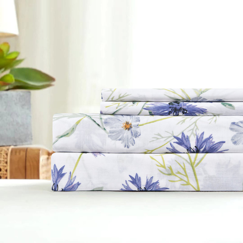 100% Cotton Twin Size Bed Sheets Set with Deep Pockets, Cozy Percale sheets with Elastic Fitted Sheet 3 Piece Bedding and Pillowcase set, Lavender